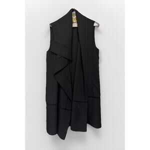 Womens Vince Oversized Drapey Blue Long Vest Duster-S